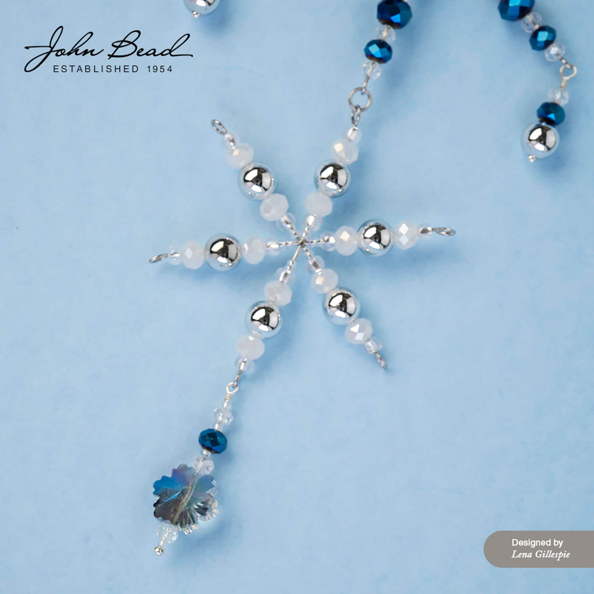 Crystal Lane DIY 7” Glass Blue Iceberg with White & Silver Beads Designer Holiday Christmas Bead Strand